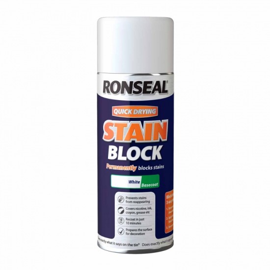 Ronseal Quick Drying Stain Block Aerosol White 400ml