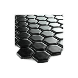 Black Hexagon Matt Mosaic Tile (2.3 x 2.3cm) 30 x 30cm