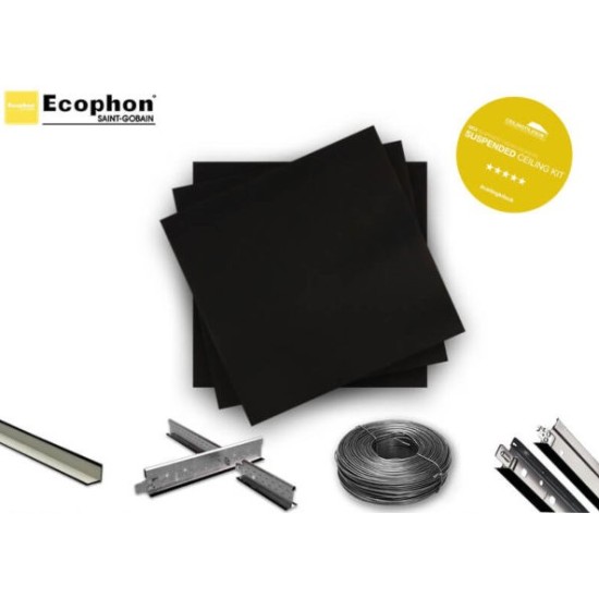 Black Suspended Ceiling Kit – Ecophon Sombra 600 x 600mm Square Edge